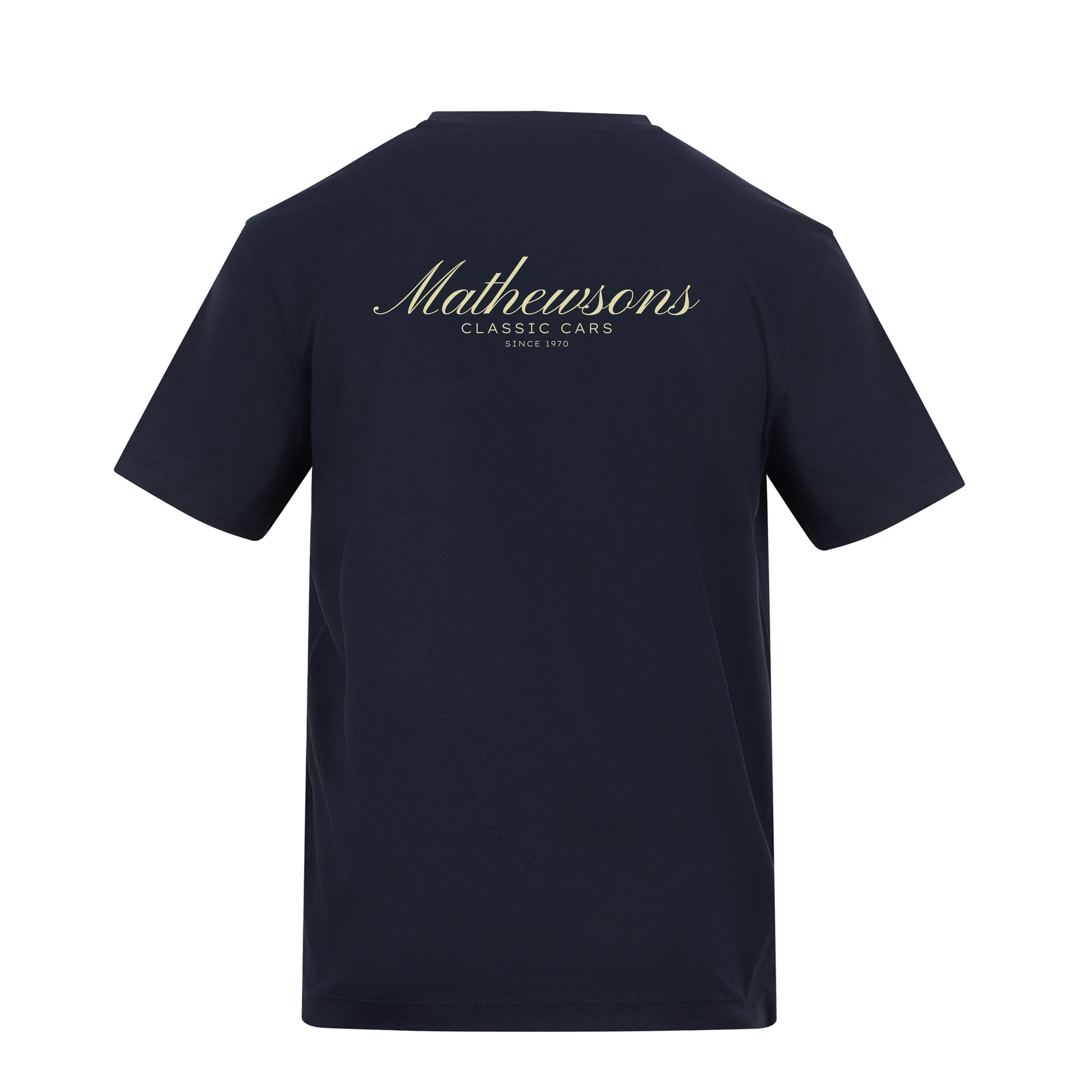 Mathewsons Back Print T-shirt Heritage Script - Navy