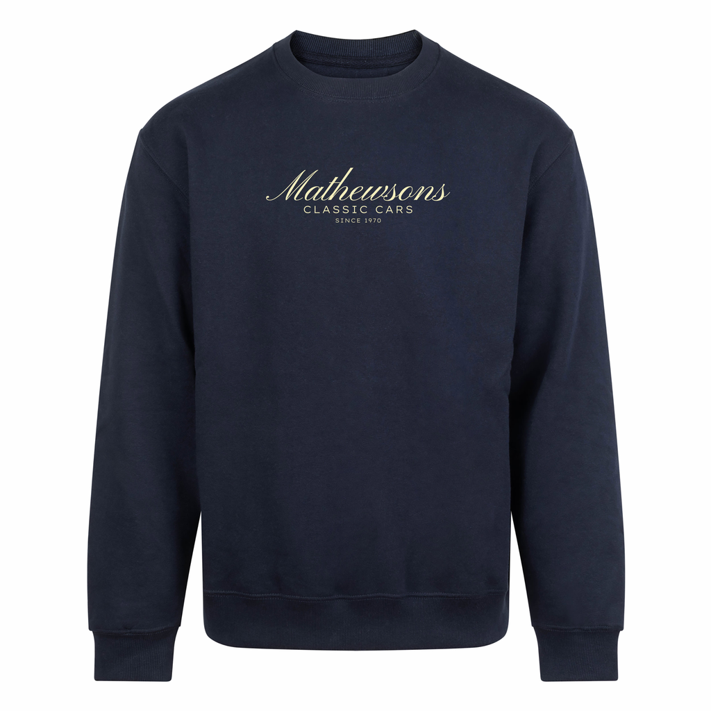 Mathewsons Heritage Script Heavyweight Jumper - Navy