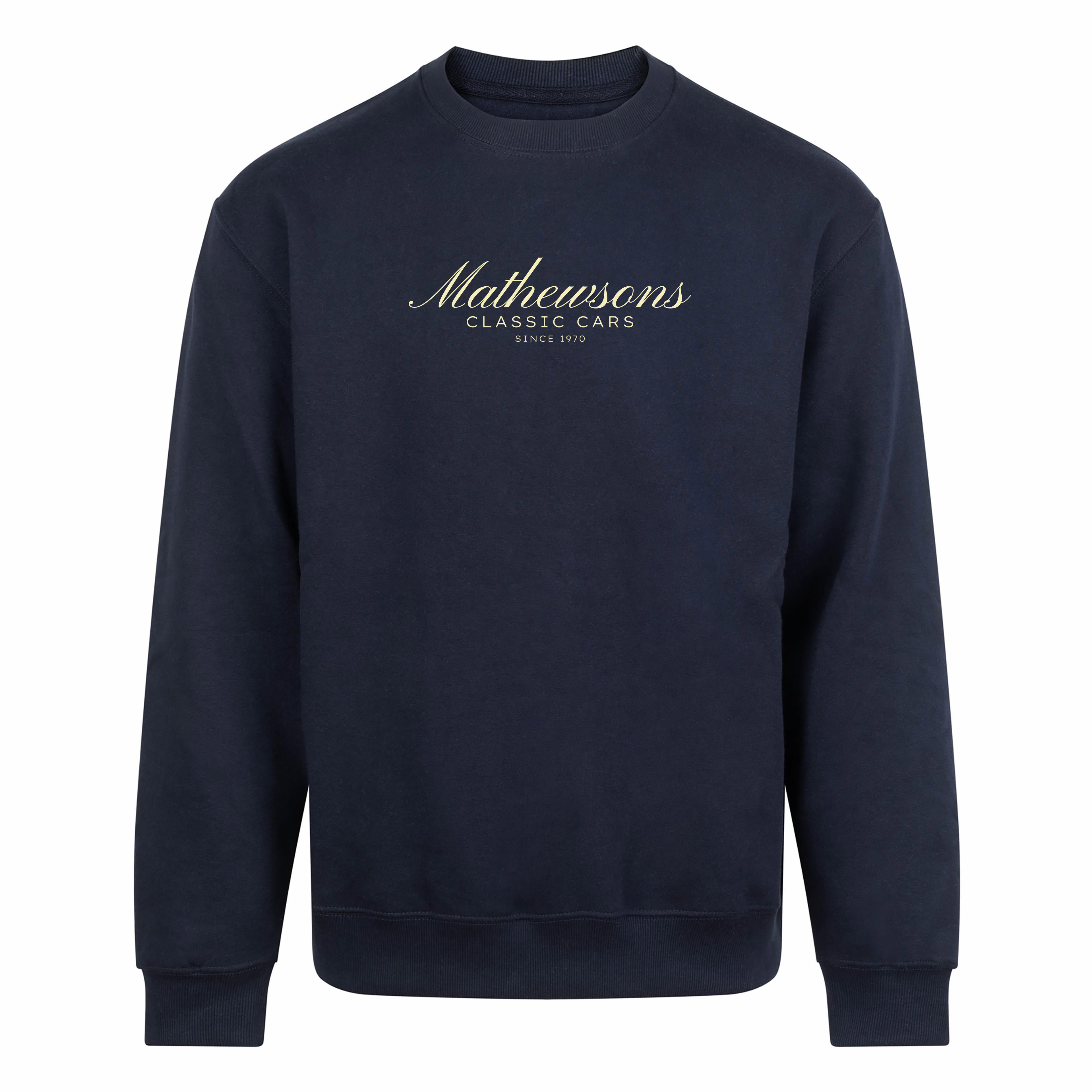 Mathewsons Heritage Script Heavyweight Jumper - Navy