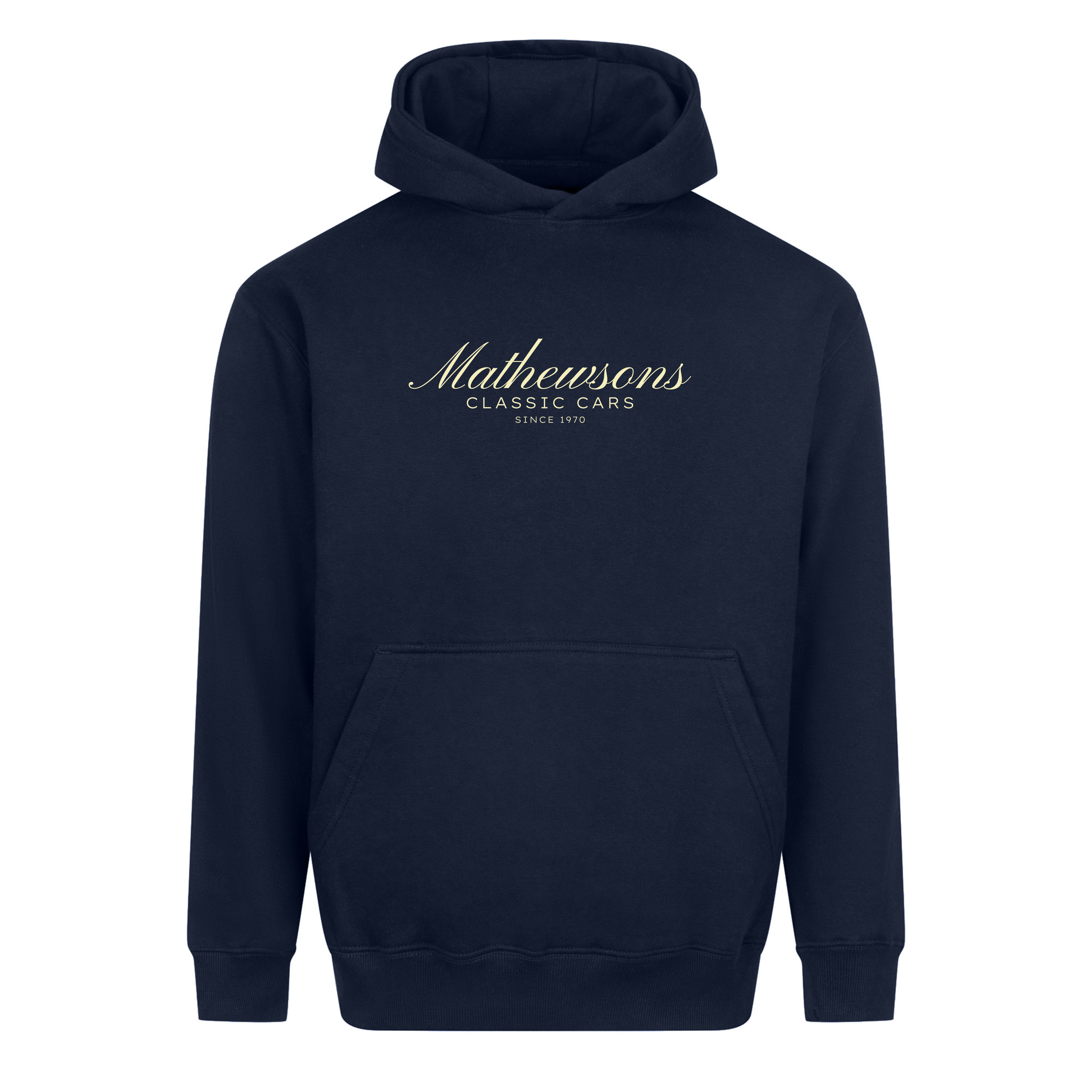 Mathewsons Heritage Script Heavyweight Hoodie - Navy