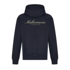 Mathewsons Backprint Heritage Script Heavyweight Hoodie - Navy