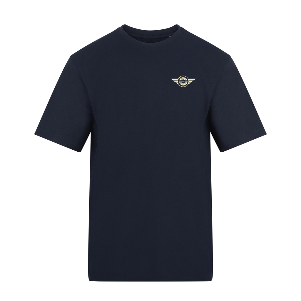Mathewsons Back Print T-shirt Heritage Script - Navy