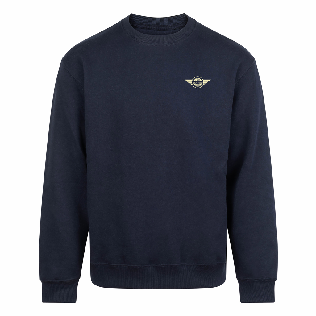 Mathewsons Backprint Heavyweight Jumper Heritage Script Design - Navy