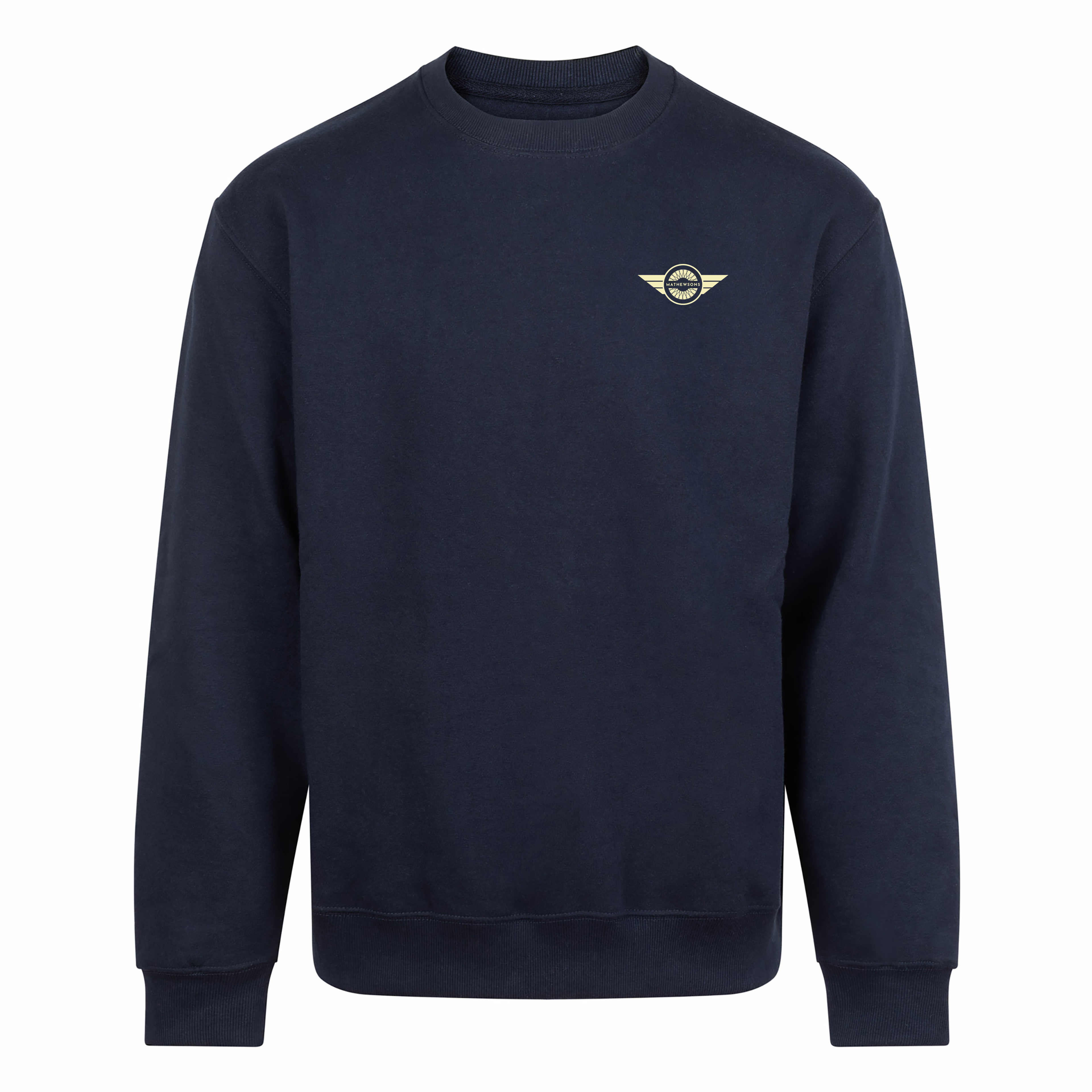 Mathewsons Backprint Heavyweight Jumper Heritage Script Design - Navy