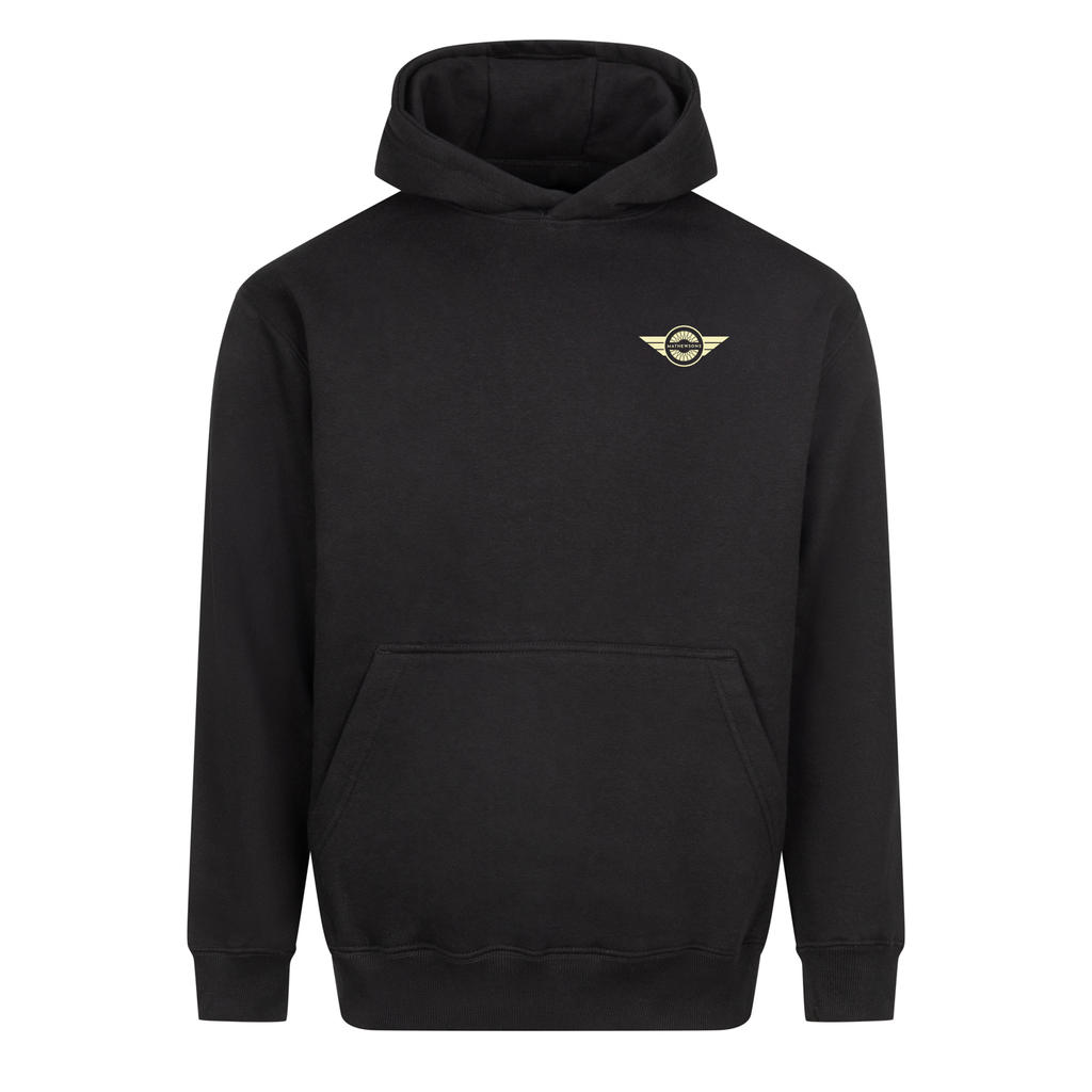 Mathewsons Backprint Heritage Script Heavyweight Hoodie - Black