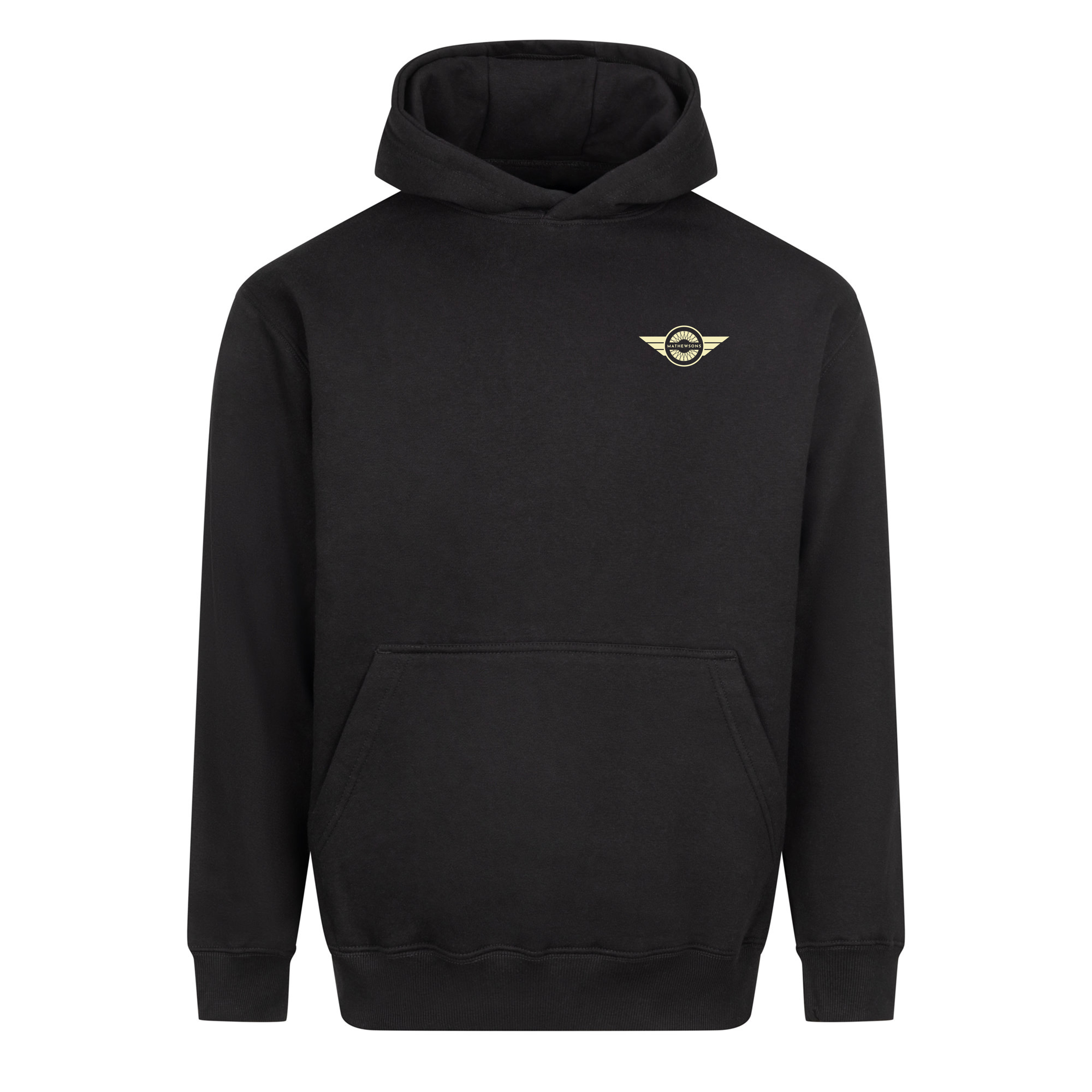 Mathewsons Backprint Heritage Script Heavyweight Hoodie - Black