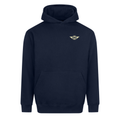 Mathewsons Backprint Heritage Script Heavyweight Hoodie - Navy
