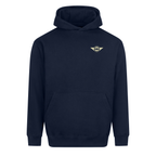 Mathewsons Backprint Heritage Script Heavyweight Hoodie - Navy