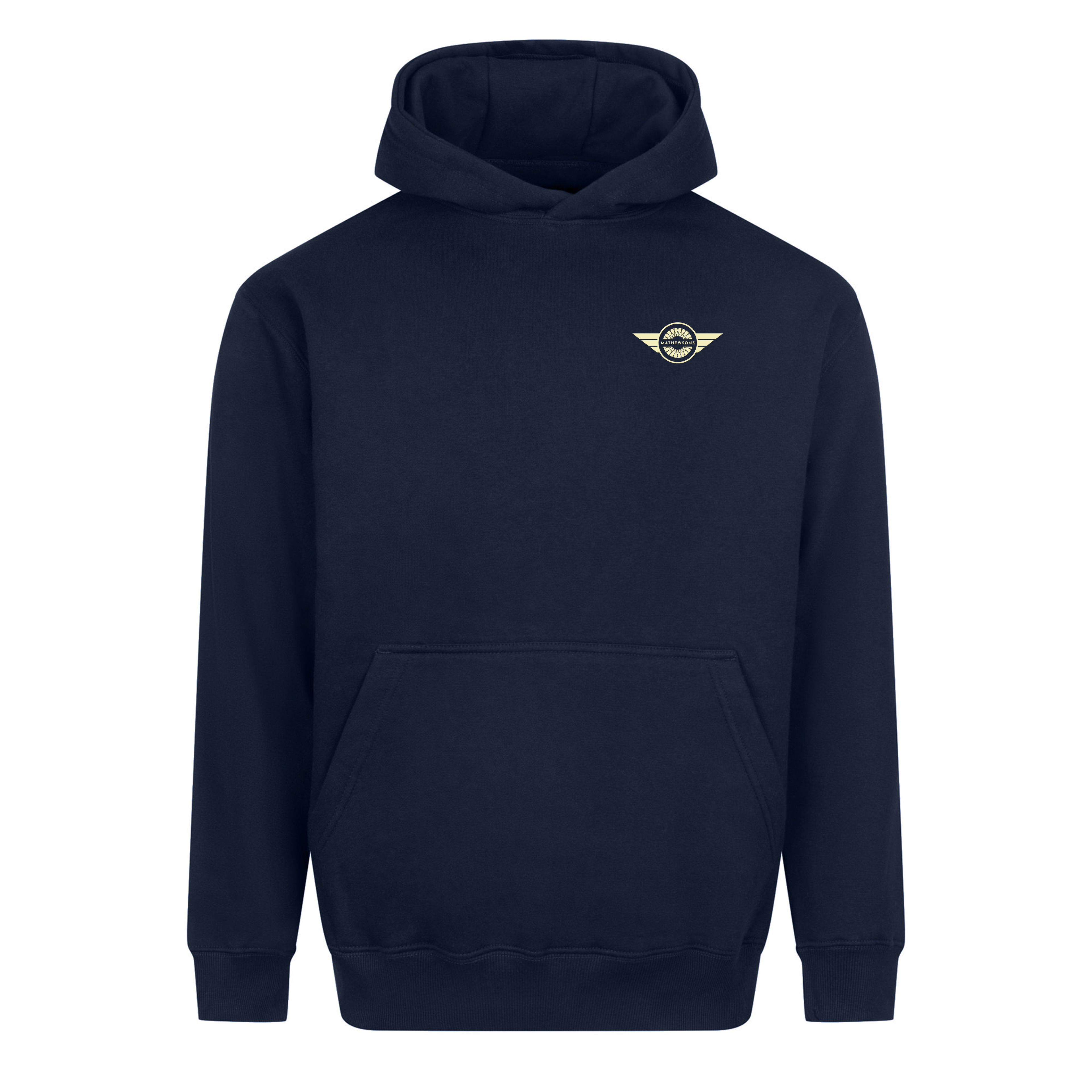 Mathewsons Backprint Heritage Script Heavyweight Hoodie - Navy