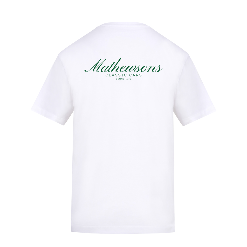 Mathewsons Back Print T-shirt Heritage Script - White/Green